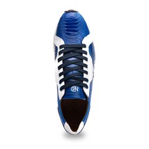 Lyon Genuine Ostrich Classic Calfskin Fashion Sneaker Blue / White image 8