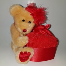 Dan Dee Valentine&#39;s Day Brown Teddy Bear Plush Red Heart Gift Box Stuffed Toy - £18.09 GBP