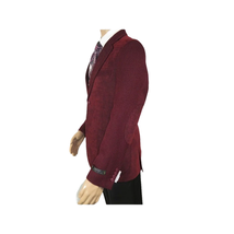 Men ZACCHI Velour Velveteen Hounds tooth Blazer Sport Coat DUANE 74526 Burgundy image 10
