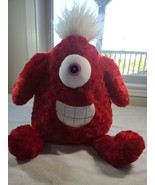 24” Red One Eyed Monster Alien White Top Notch Hair Plush Stuffed Pillow... - £9.10 GBP