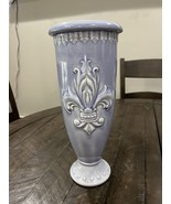 Square Nest Fleur De Lis 13” Vase Renee DuBois Periwinkle Purple - $79.19