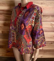 NWOT Vintage Preview 80s Women’s Shirt Top Size Large Aztec Southwestern... - $13.26