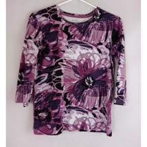 Nicki Nicole Miller Purple Beaded Shirt With Abstract Design Size Small - £9.92 GBP