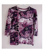 Nicki Nicole Miller Purple Beaded Shirt With Abstract Design Size Small - £9.98 GBP