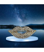 Glamorous Crystal Lips Brooch Pin - Sparkling Rhinestone Design - $7.92