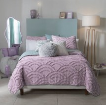 LAVENDER COLOR EMBROIDERY TEXTURE REVERSIBLE COMFORTER SET 3 PCS QUEEN SIZE - £87.04 GBP