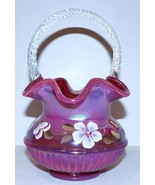 LOVELY RARE FENTON ART GLASS RASPBERRY OPALESCENT IRIDIZED HP ADAM&#39;S RIB... - €257,98 EUR