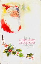 Embossed Santa Claus Holly Christmas Postcard 1912 Green Washington Stamp - £19.42 GBP