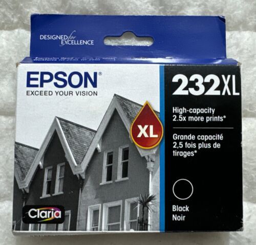 Epson 232XL Black Ink Cartridge T232XL120 Exp 202 Genuine OEM Sealed Retail Box - $34.98