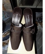 Studio Works Lucy Dark Brown Stretch Fabric Mule Heels Size 9 Women&#39;s NEW - €40,24 EUR