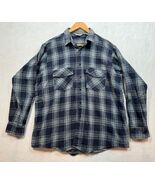 Winter Run Flannel Shirt Blue Plaid Long Sleeve Button Front Vintage Men... - $19.59
