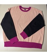 Express Women&#39;s Crewneck Long Sleeved Relaxed Fit Sweater XL Tan/Black/F... - €20,33 EUR