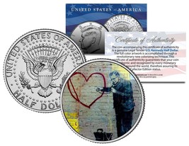 Banksy * Peaceful Hearts Doctor * Colorized Jfk Half Dollar U.S. Coin Street Art - £6.86 GBP