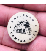 Vintage Railroad Camera Club Locomotive Celluloid Pin 1&quot; - $13.99