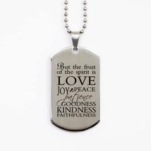 Motivational Christian Silver Dog Tag, But The Fruit of The Spirit is Love, Joy, - £15.37 GBP