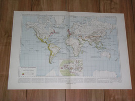 1925 Vintage Historical Map Of The World / Age Of Discovery / America Columbus - £22.03 GBP