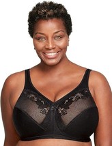 Glamorise Women&#39;s Full Figure Wirefree Minimizer Support Bra #1003 Black... - £22.38 GBP