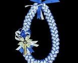 Graduation Money Lei Flower Crisp Bills Blue &amp; White Four Braided Ribbons - £51.43 GBP
