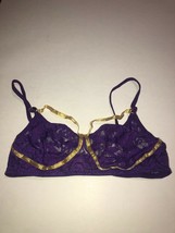Romance Bralette Purple With Gold Trim SZ 32 Wire Free Made In India Lac... - $94.04 MXN