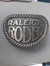 Brass Belt Buckle Mens Raleigh Rodeo Vintage  rj Logo - £8.72 GBP