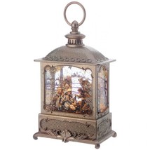 9 inch champagne gold nativity water lantern snow globe -battery operate... - $89.98