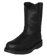 Mens Black Work Boots Leather Oil Slip Resistant Pull On Wedge Sole Soft... - €60,22 EUR