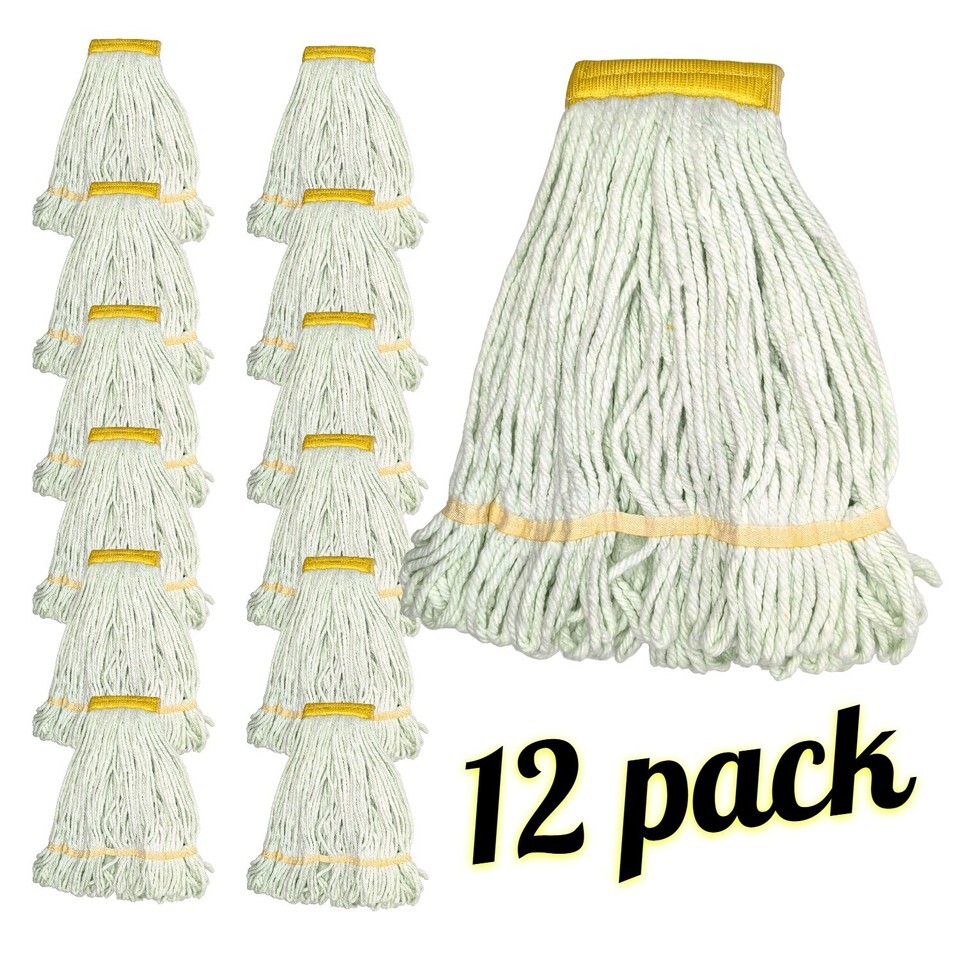 12pk Flat Saddle Mop Head Replacement Soft Loop End String Absorbent Cot... - $39.15