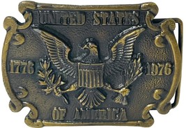 USA BALD EAGEL BRASS BELT BUCKEL ARMY BICENTENNAL ~ WT:5.9 OZ.~3X2.5 IN.... - $26.36