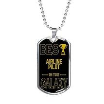 Express Your Love Gifts Best Airline Pilot in The Galaxy Necklace Engrav... - £54.54 GBP
