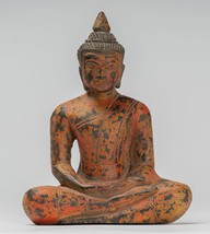 Ancien Khmer Style Bois Bouddha Assis Statue Dhyana Méditation Mudra 21cm/8&quot; - $194.36