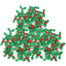 100 Pack Christmas Holly Leaves And Berries Appliques Laser Confetti Fab... - £14.94 GBP
