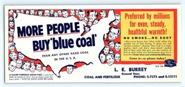 Vintage 1950&#39;s Advertising Blotter Blue Coal LE Burrey General Store NO Smoke - £9.48 GBP