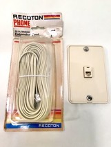 Recoton Vintage 1985 50ft. Phone Modular Extension Cord and Phone Jack Faceplate - £19.99 GBP