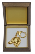 NEW, Borzoi, Russian Wolfhound, millesimal fineness 999, dog keyring, in casket - £60.75 GBP