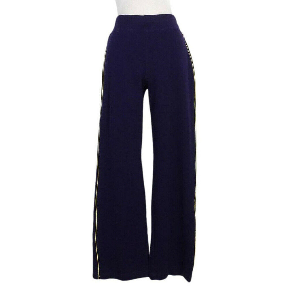 RALPH LAUREN Purple Cotton French Rib Knit Gold Piping Trim Athletic Pan... - $49.99