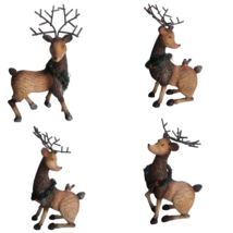 Rustic Reindeer Figurines Holiday Christmas Decor Pinecone Tail Metal Antlers 9&quot; - £39.77 GBP