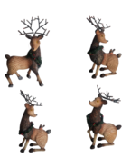 Rustic Reindeer Figurines Holiday Christmas Decor Pinecone Tail Metal An... - £39.28 GBP