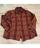 Ben Sherman Mens XL Plaid Red Orange Long Sleeve Flannel Shirt Punk Blit... - $22.34