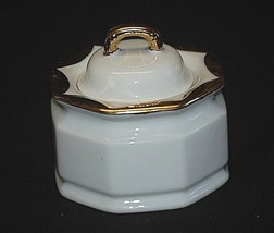 Old Vintage Royal Sealy Porcelain Sugar Bowl w Lid White w Gold Trim 35/... - $14.84