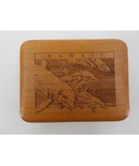 HAWAII JEWELRY BOX 4X5&quot; CHERRY WOOD W J. O&#39; CONNER CARVED DOLPHINS FOAM ... - £19.79 GBP