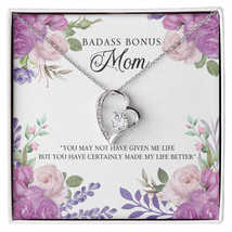 To Step Mom Bonus Mom Bad Ass Forever Necklace w Message Card - £44.69 GBP+