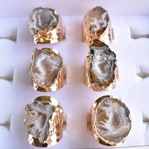 Wholesale 6pcs/lot Natural Brazilian Electroplated Color Eed Slice Open Agates R - £25.27 GBP