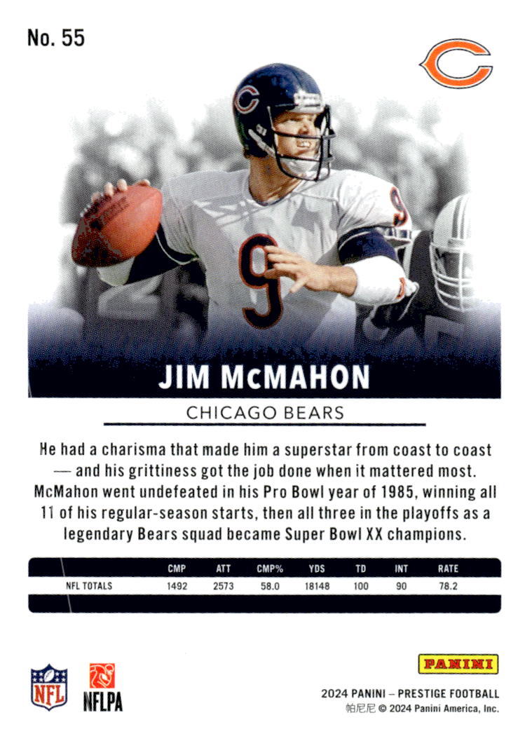 2024 Panini Prestige - Football Card #55 - Jim McMahon* - NFL HOF Chicago Bears* Item image 2