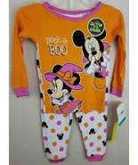 Disney Infant Girls Orange Minnie &amp; Mickey Mouse Glow in the Dark Pajama... - £7.19 GBP