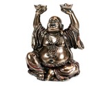 HAPPY BUDDHA STATUE Hotei Prosperity Balance Buddhist HIGH QUALITY Bronz... - $36.95