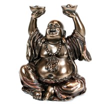 HAPPY BUDDHA STATUE Hotei Prosperity Balance Buddhist HIGH QUALITY Bronz... - $36.95
