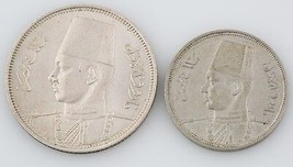 2 Égyptien Pièces Égypte 1939 5 Piastre 1941 5 Milliemes Almost Uncircul... - $103.95