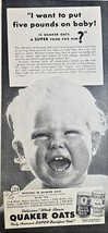 QUAKER OATS-BABY-Quick Mothers Oats-Super Breakfast Food-1942 Vintage Pr... - $12.27