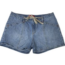 Vintage Y2K Low Rise Unionbay Juniors Short Jean Shorts Denim Drawstring 90s 11 - £15.02 GBP