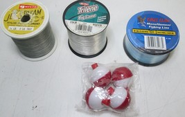Vintage Lot of 3 New Monofilament Fishing Line Spools &amp; 4 Bobbers - £12.09 GBP